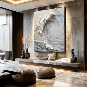 Cuadro Moderno 3D de Gran Tamaño, Texturizado, con Diseño de Océano Blanco y Azul, Pintura a Mano sobre Lienzo, Regalo para la Inauguración de una Casa - Product Image 6