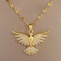 Fête De Luxe Bijoux Phoenix Oiseau Pendentif Collier En Acier Inoxydable Collier Femmes Nouvelle Tendance Carte Collier