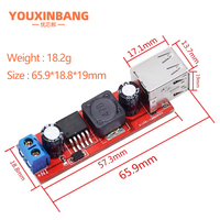 DC 6 v-40 V ke 5V 3A modul konverter Step-down DC-DC pengisian daya USB ganda untuk pengisi daya kendaraan LM2596 Dual USB