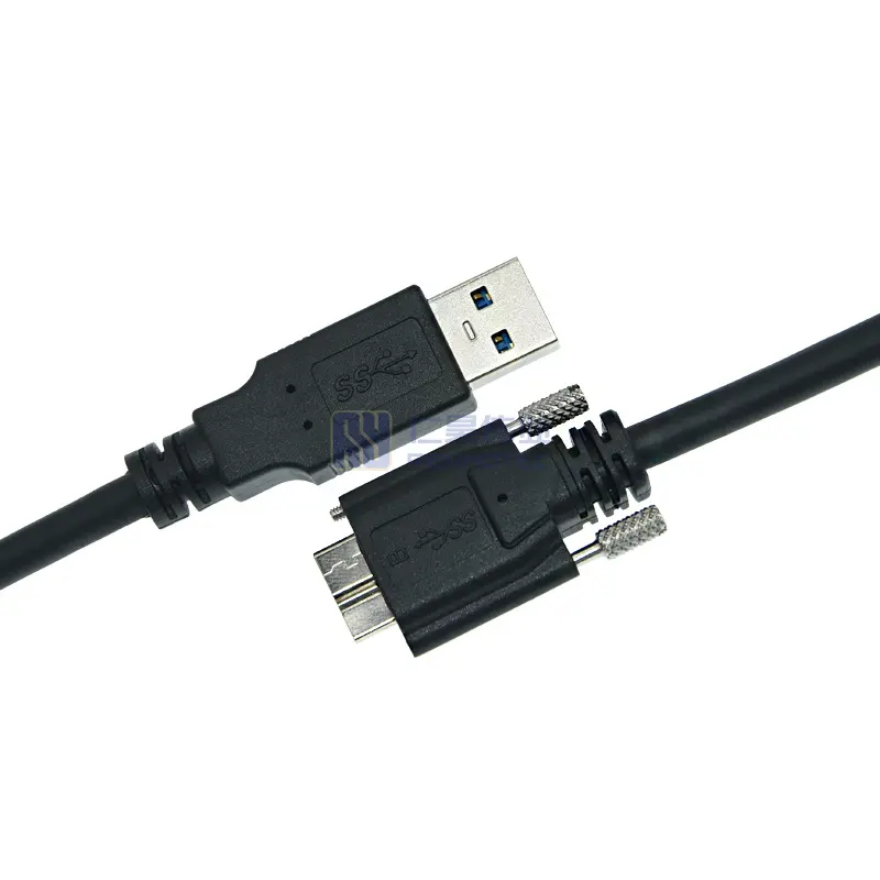 Right Angled Usb 3.0 Type A Male To Micro-B Micro B With Locking Screws High Flex Active Optical Cable For Industrial Cameras