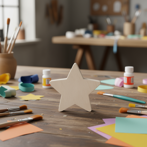 Base en bois en forme d'étoile Ilan, 12 cm, épaisseur 2 mm, décoration artisanale, 2 pièces - Product Image 3