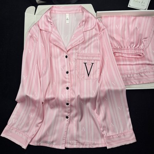 女式冰丝睡衣夏秋季印花性感长袖长裤女童家居服套装 - Product Image 4