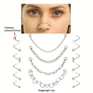 Venta al por mayor de anillos de Nariz de estilo simple de acero inoxidable, conjunto de tachuelas hipoalergénicas de circón para niños, joyería de boda, Piercing para la nariz - Product Image 3