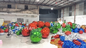 Đồ trang trí Giáng sinh mới, quả cầu Giáng sinh lớn phản chiếu sáng bóng, bơm hơi, có nắp vàng để trang trí - Product Image 2