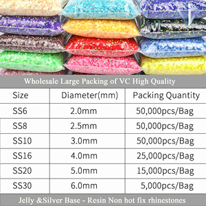 Vente en gros de différents styles de pierres en résine 3mm-6mm strass Flatback non correctif cristal en vrac pour ongles strass t-shirt appliques - Product Image 6