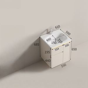 Cream colored double-layer storage waterproof and moisture-proof all aluminum intelligent <b>mirror</b> cabinet bathroom cabinet - Product Image 6