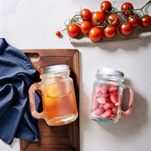 Rỗng <span class=keywords><strong>mini</strong></span> Glass <span class=keywords><strong>Mason</strong></span> Jar với xử lý 35ml 120ml gia vị gia vị container với xử lý bạc kim loại nắp mật ong gia vị số lượng lớn - Product Image 6