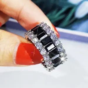 Neuankömmling Hot Sale Luxus Schmuck Prinzessin Black Sapphire Diamond Party Ewigkeit Frauen Ehering