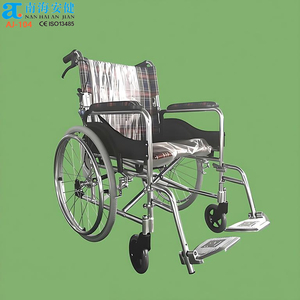 Silla Geriátrica <span class=keywords><strong>ANJIAN</strong></span> AJ-104, Silla de Ruedas Manual Portátil con Eje Doble, Diseño Plegable, Marco de Metal Ligero, Patas Ajustables - Product Image 1