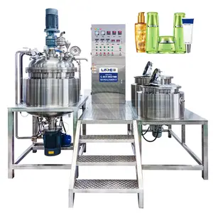 Stainless Steel Ointment Vacuum Triple Jacketed Heating Emulsifying Mixing Machine With Oil And Water Tank
