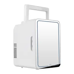 Mini frigorifero da 12 litri frigorifero da campeggio silenzioso Minibar frigorifero retrò con porta in vetro bevanda piccolo Display digitale Dual-Core
