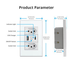 Prise intelligente Zemismart Zigbee Tuya Brésil 10A avec chargeur USB, compatible avec Alexa et Google Home, commande vocale, <span class=keywords><strong>prises</strong></span> murales électriques brésiliennes - Product Image 6