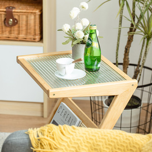 Yaoda <b>Glass</b> Sofa <b>Side</b> <b>Table</b> With Storage Japanese Style Small Coffee <b>Table</b> For Living Room Balcony Bedside Use - Product Image 4