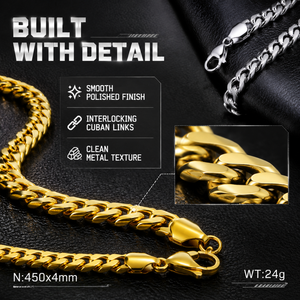 Pulsera de Eslabones Cubanos JAJGI de Moda Urbana Hip-Hop Unisex, Tono Plateado, Chapado en Oro de 18K, Superficie Pulida Impermeable, Tercera Generación - Product Image 4