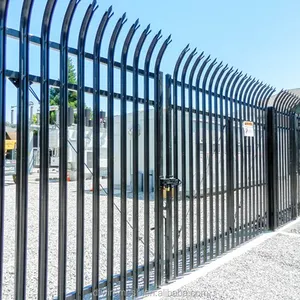 Durable Hot Dipped Galvanized Euro Fence Set with Posts Domestic Wrought Steel Palisade Perimeter Picket Fence with Gates