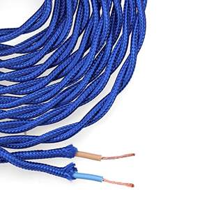 Cable textil trenzado H03VV-F 2 x 0,75 mm azul, 5 m, ideal para conexiones eléctricas y aplicaciones decorativas. - Product Image 1
