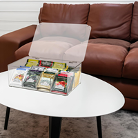 Organisateur de sachets de thé transparent pour commodes et tiroirs, conteneur de rangement avec séparateurs amovibles, bac de rangement en plastique avec couvercle