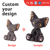 Peluche Chat Noir Personnalisée OEM ODM, Animal en Peluche Adorable, Mascotte Chaton, Cadeau, Marchandise de Marque, Fabrication en Usine