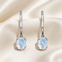 Nedeins — boucles d'oreilles longues en pierre de lune à quatre griffes, en argent Sterling S925, pierres naturelles, rondes à la mode