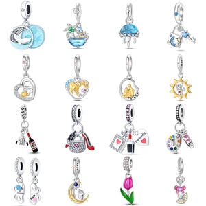 फैशन जेलीफ़िश के आकार 925 स्टर्लिंग सिल्वर ब्रेसलेट पेलेंट रंगीन हार आकर्षण डिय गहने - Product Image 1