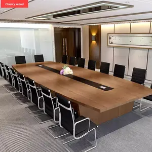 <span class=keywords><strong>Mesa</strong></span> de Conferencia Extensible de Madera Maciza Moderna y Sencilla con Juego de Sillas para Sala de Reuniones, Escritorio de <span class=keywords><strong>Oficina</strong></span> de Forma Larga - Product Image 1