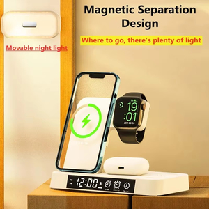 30W 3 en 1 Chargeur sans fil Stand Pad Réveil Veilleuse Station de charge rapide <span class=keywords><strong>Dock</strong></span> pour <span class=keywords><strong>iPhone</strong></span> Samsung Galaxy Watch IWatch - Product Image 4