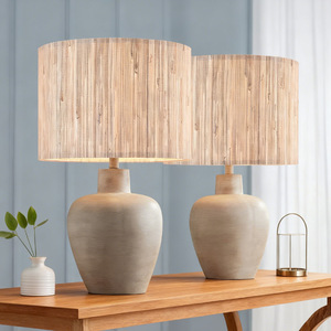 Abat-jour cylindrique en tissu fait main, installation facile, accessoire de lampe, style transitionnel - Product Image 2