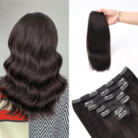 K.SWIGS Extensions de cheveux humains Remy sans couture à clips, 7 pièces, cheveux chinois raides, de haute qualité, souples et confortables