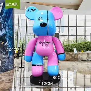 Sculpture en fibre de verre Ours <span class=keywords><strong>Violent</strong></span>, grande décoration de salon sur pied, sculpture de dessin animé - Product Image 2