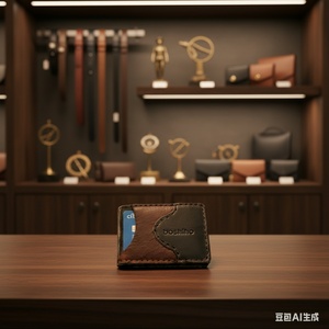 Cartera Delgada de Bolsillo Delantero, Hecha a Mano, Vintage, Unisex, de Cuero Genuino Crazy Horse, Anti-Robo, con Patrón de Hilo - Product Image 3