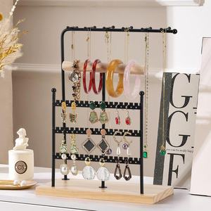 Support de présentation de bijoux carré en bois écologique à 5 niveaux personnalisé, support de rangement pour collier, boucles d'oreilles, boîte intérieure détachable, bracelet <span class=keywords><strong>QD</strong></span> - Product Image 2