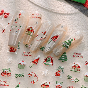 Pegatinas de uñas de Navidad 5D, oso de dibujos animados, árbol, pegamento trasero, pegatinas para decoración de uñas, bricolaje, <span class=keywords><strong>Feliz</strong></span> Año Nuevo, calcomanías para decoración de uñas - Product Image 4