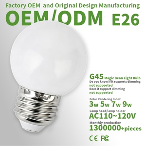 Bombilla LED G45 Magic Bean, Globo SMD E26 AC110~120V, Sin Atenuación, Pantalla de Vidrio Transparente, Índice de Reproducción Cromática Ra80 - Product Image 1