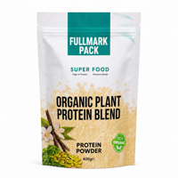 Sachet refermable personnalisé pour poudre de protéines biologiques, emballage nutritionnel pour la vente au détail, capacité 400g