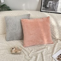 Housse de coussin en peluche gaufrée 3D douce, couleur unie, en velours, pour salon, textile de maison