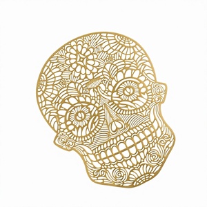 แผ่นรองจานลายหัวกะโหลกสไตล์ยุโรปอเมริกัน ดีไซน์ทันสมัยแบบมินิมอล วัสดุ PVC โปร่งแสง  นำเข้าจากต่างประเทศ - Product Image 1