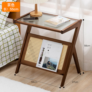 Mesita de noche moderna y sencilla con estante de almacenamiento con tapa de vidrio para dormitorio, sala de estar, uso de adultos y personas mayores - Product Image 3