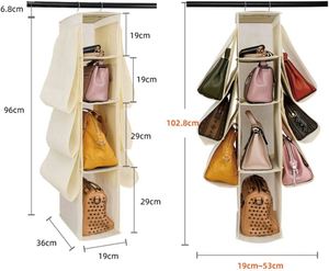 Sac de rangement pliable non tissé à 10 poches, organisateur de sacs à main suspendu, grande capacité, mural, pour sacs à main et portefeuilles dans le placard - Product Image 4