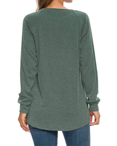 Logotipo personalizado <span class=keywords><strong>de</strong></span> las mujeres lisas <span class=keywords><strong>de</strong></span> gran tamaño Jerseys Tops <span class=keywords><strong>Moda</strong></span> All Match Elegante Túnica Camiseta <span class=keywords><strong>de</strong></span> manga larga con bolsillos delanteros - Product Image 5