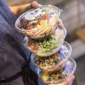 16oz/24oz/32oz Clear Personalized Biodegradable Plastic Bowls Pla Salad Bowl With Lid