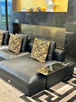 Canapé d'angle inclinable de luxe italien européen en cuir véritable pour villas et hôtels