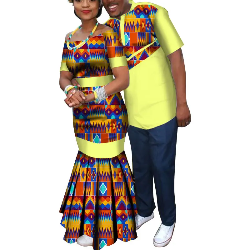 African Couple Dresses Women's Dresses and Men's Shirts Valentine's Wedding Party Wear