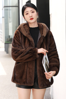 Damen New Fashion Stylish Short Nerz Pelz jacke mit Kapuze Casual Winter Outer wear Natural Nerz Pelzmantel