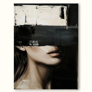 Pinturas al Óleo Originales Pintadas a Mano, Realistas y de Estilo Hype, Arte de Pared con Retratos Neutros en Lienzo para Decoración Arquitectónica y Comercial - Product Image 6