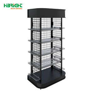 Étagère murale simple face en treillis métallique Highbright et présentoir rotatif à quatre faces en métal pour supermarché - Product Image 2