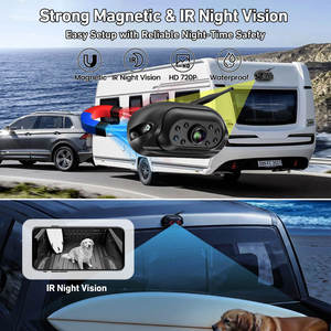 Caméra de <span class=keywords><strong>voiture</strong></span> sans fil HD WiFi 5G avec panneau <span class=keywords><strong>solaire</strong></span>, installation magnétique, alarme d'angle mort IA, DVR avant/arrière pour camion, bus, camping-car, fourgonnette - Product Image 2