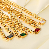 Collier pendentif élégant Bijoux Collier de perles de zircon goutte d'eau en acier inoxydable plaqué or 18 carats pour femmes