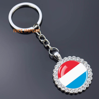 Porte-clés fleur en strass drapeau du Luxembourg, très populaire, pour sac à dos, décoration de clés, breloque de portefeuille, souvenir de voyage