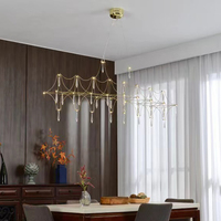 Lustre moderne de luxe en cristal, suspension LED de taille moyenne, finition chromée, éclairage pour maison et bureau – Offre spéciale
