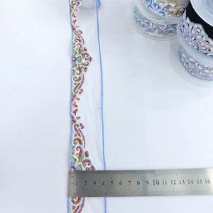 <strong>Wave</strong> <strong>Lace</strong> Net Gauze Embroidery Wrapped Edge <strong>Sequins</strong> <strong>Lace</strong> for Curtain Dress - Product Image 4